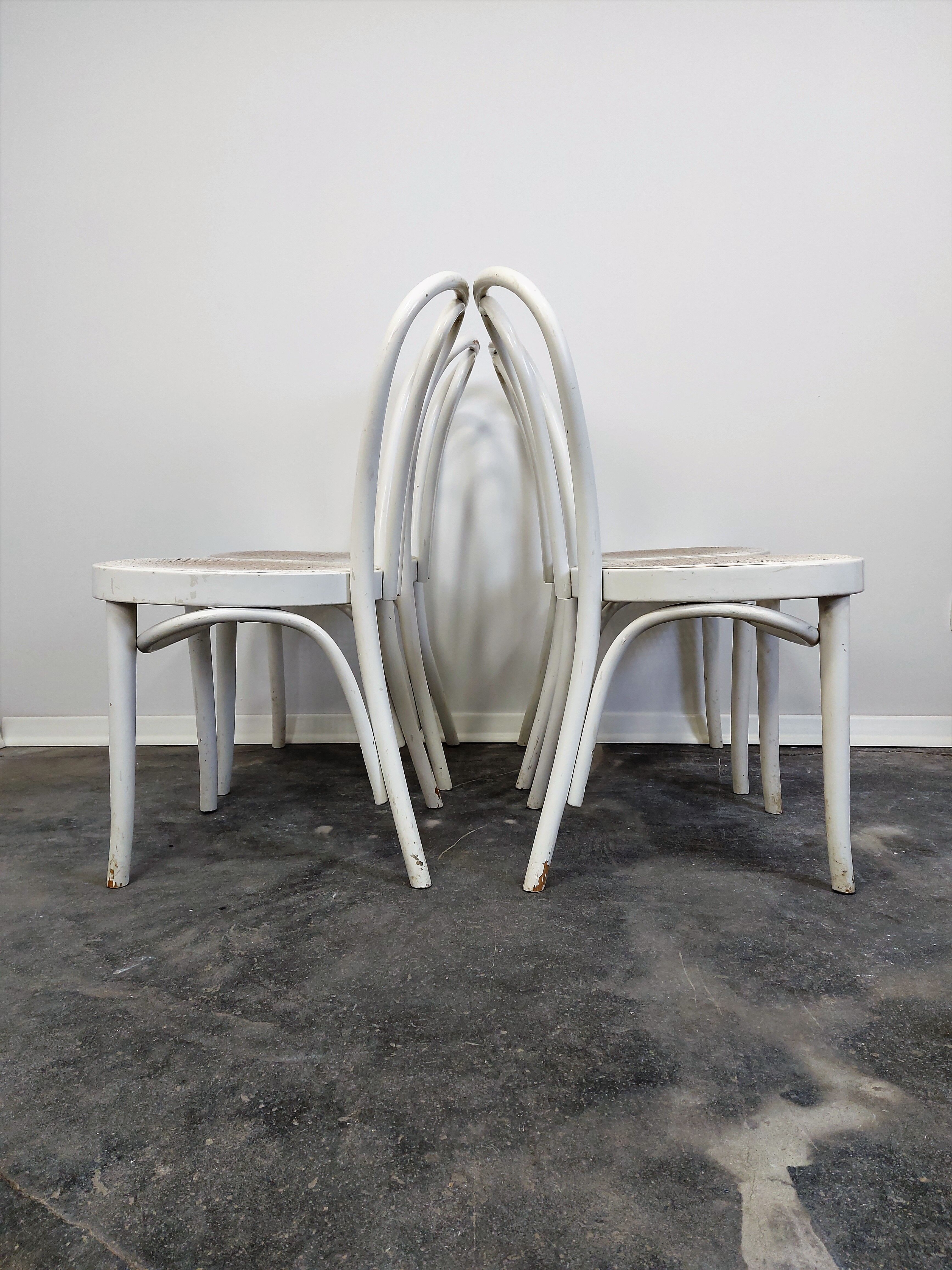 Chaise de salle à manger, canne en bois courbé, n°18, années 1970