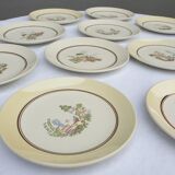 Set 12 plates Gien 1960 Japanese gardens variations in minor yellow