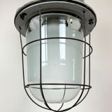 Large Industrial Cast Aluminium Cage Pendant Light , 1960s