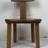 Brutalist oak low chair or children's chair, Dutch 1970s