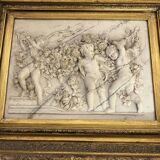 Marble high relief by François Duquesnoy "Putti, garlands and flowers" Paris, 1892