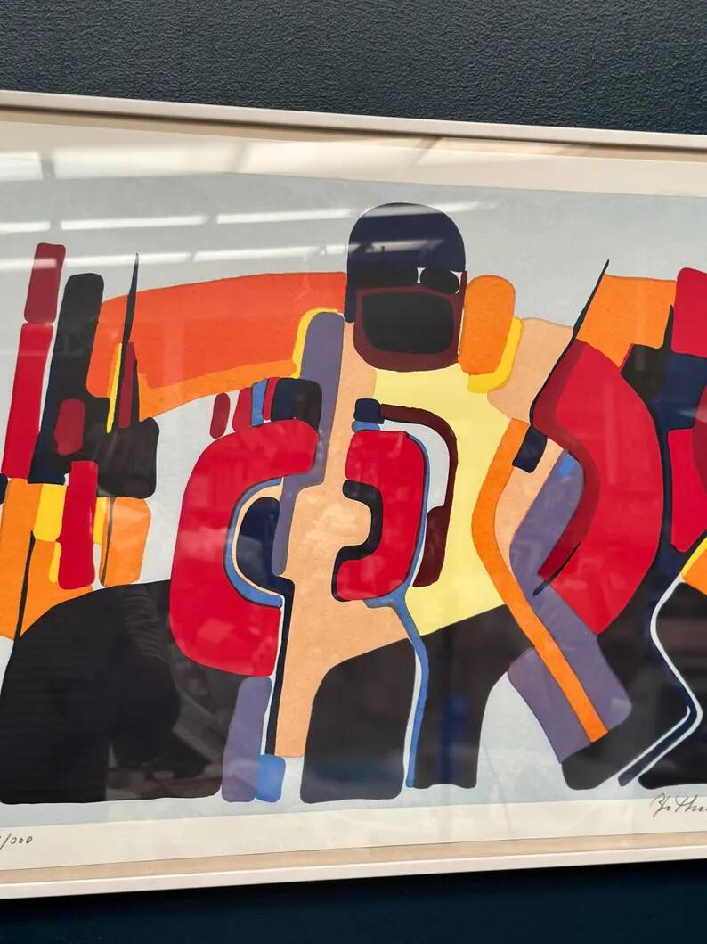 Original Swedish Colour Lithograph – “Composition” by Bo Thorén – Signed – Vintage & Framed