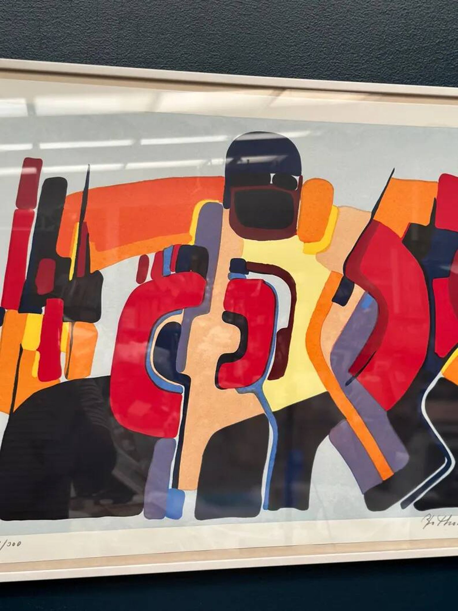 Lithographie en couleur originale suédoise – “Composition” par Bo Thorén – Signée – Vintage et encadrée