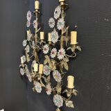 Important Pair of Church or Chapel Wall Lights in Gilded Brass and Glass, Late 19th Century, H 70 Cm