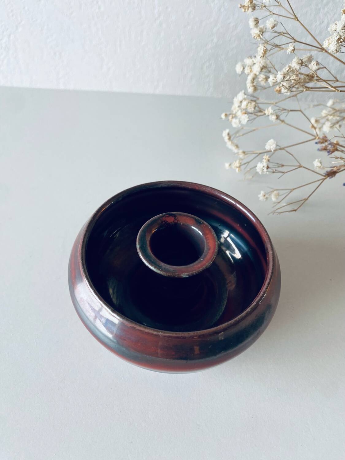 Ceramic candle holder signed