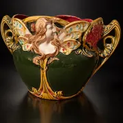 Cache-pot « Femme papillon » — Onnaing, vers 1900–1910