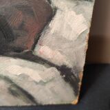 Still life with apples and oil bowl on cardboard 30s