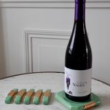 Set of a bottle bottom and 5 knife holders in art deco mint green ceramic