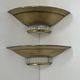 Pair of Art Deco corner sconces, brass and glass, France 1930
