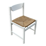 Vintage chair with wicker seat, minimalist design