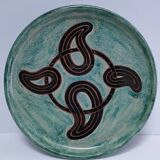 assiette plate terre cuite émaillée vintage signée