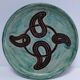 Vintage signed enamelled terracotta flat plate