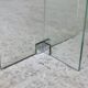 Modernist console, 1960s, glass base, wooden and fabric top.