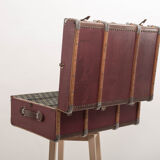 Old trunk travel suitcase burgundy color