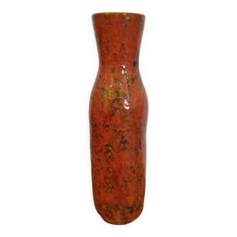 Vase orange céramique émaillée années 1950