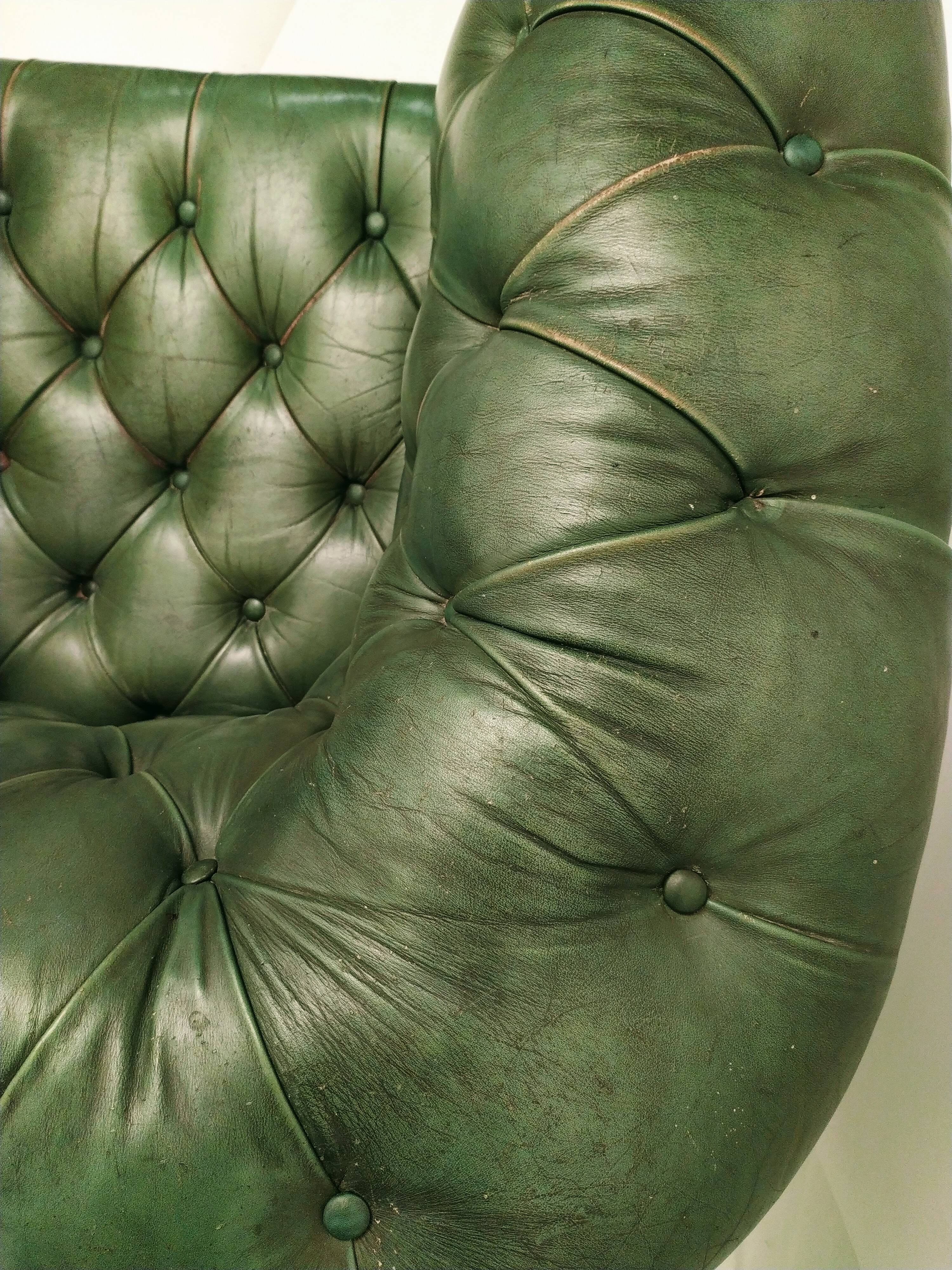 Former chesterfield green leather chair