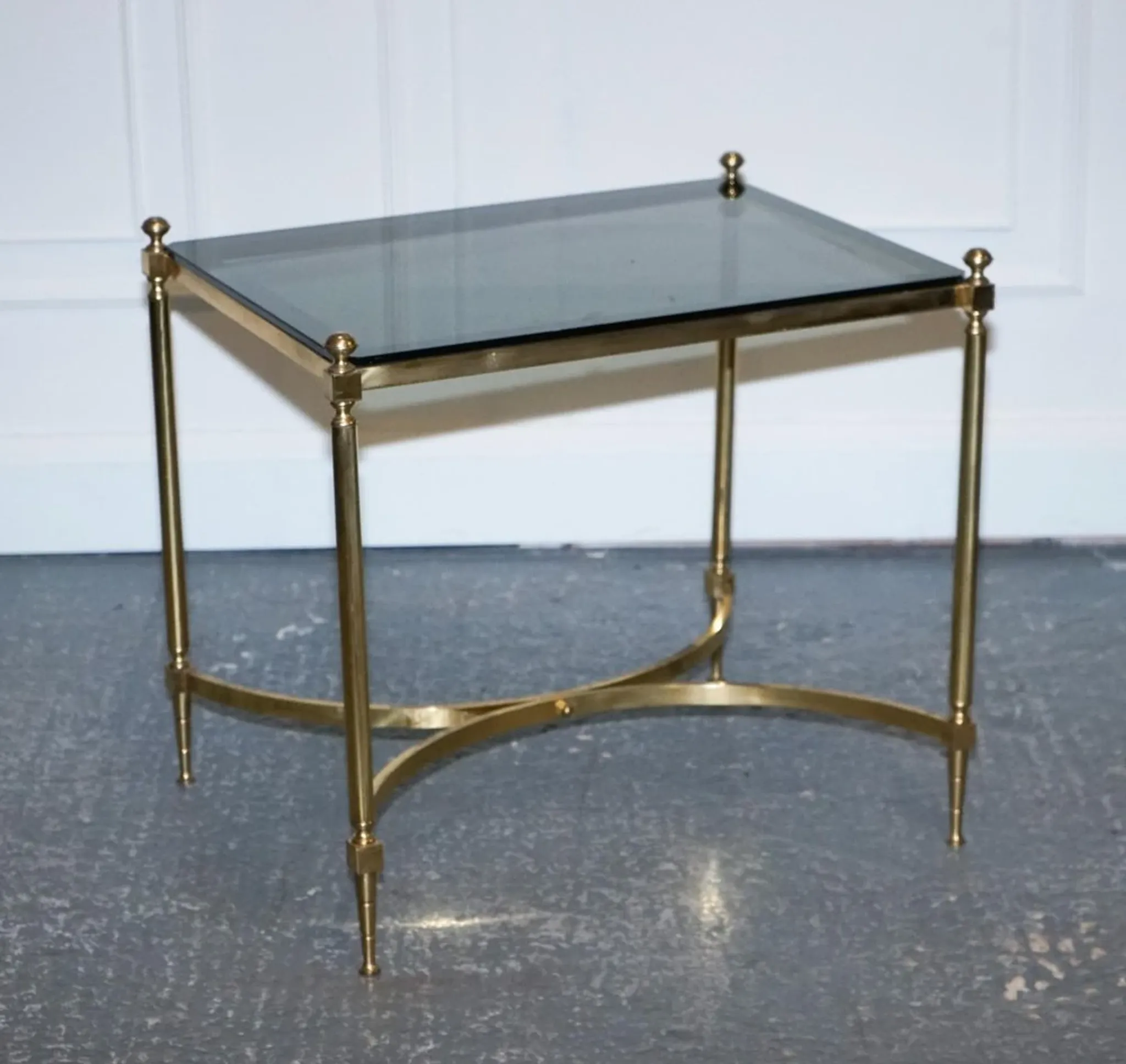 Hollywood Regency Coffee Table in Brass and Smoked Glass, France, 1960s