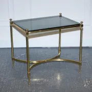 Hollywood Regency Coffee Table in Brass and Smoked Glass, France, 1960s