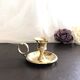 Hand candle holder called "Cave Rat" vintage golden brass