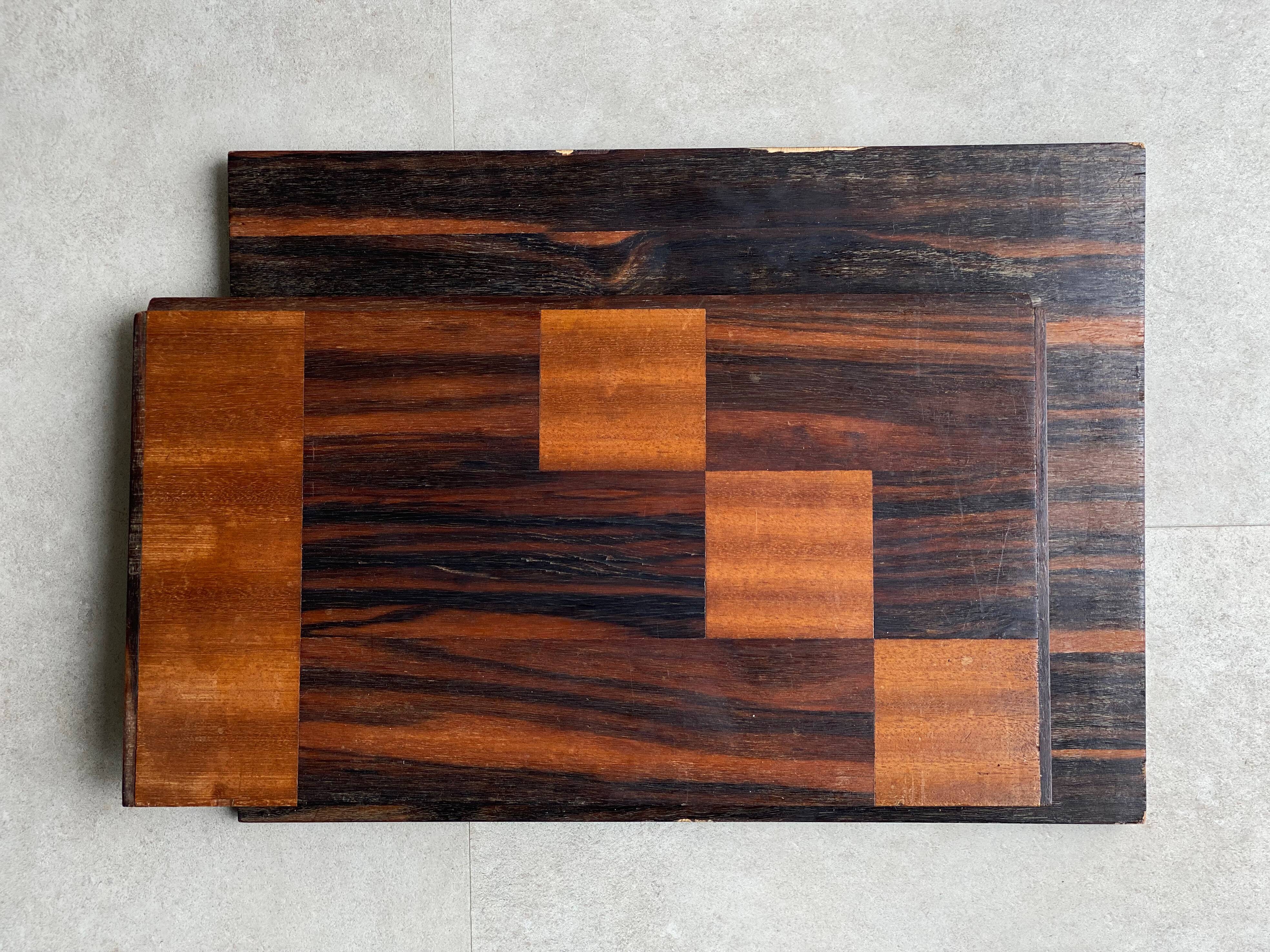 Unique art deco marquetry wall magazine rack / newspaper holder