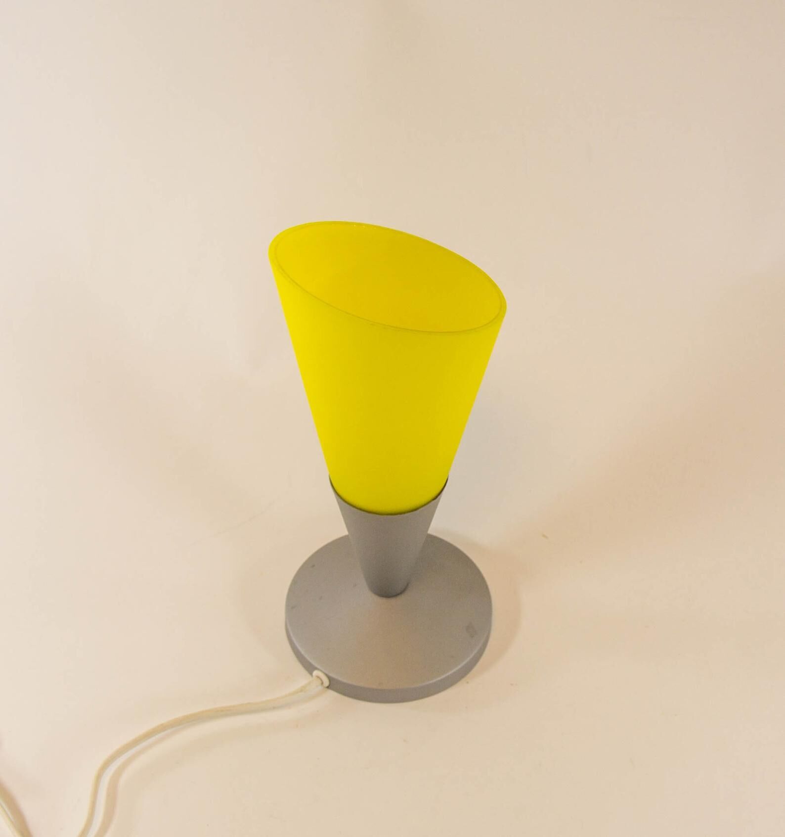 Elegant lamp of the space age in bright yellow glass 90s