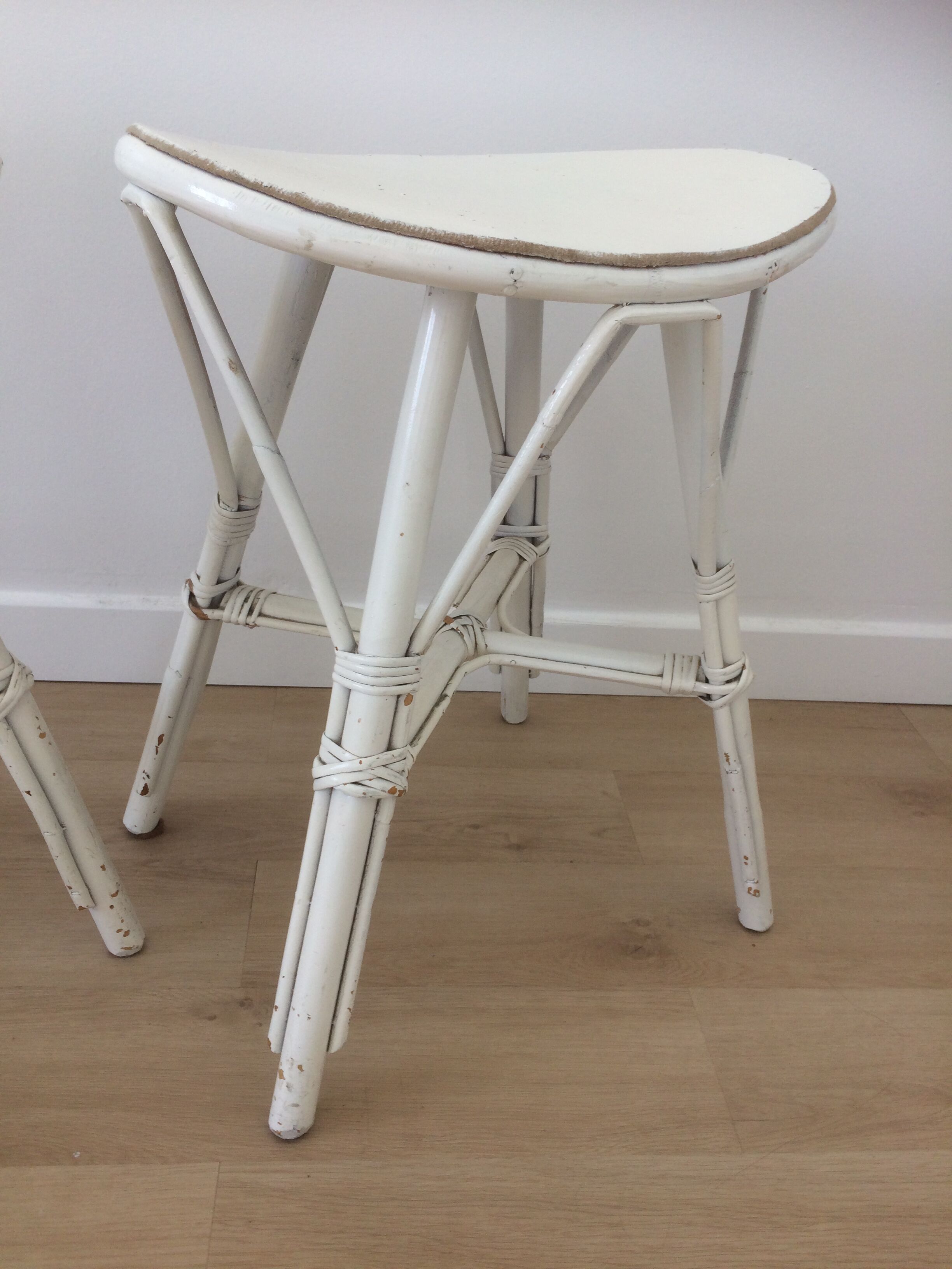 Pair of vintage rattan stools