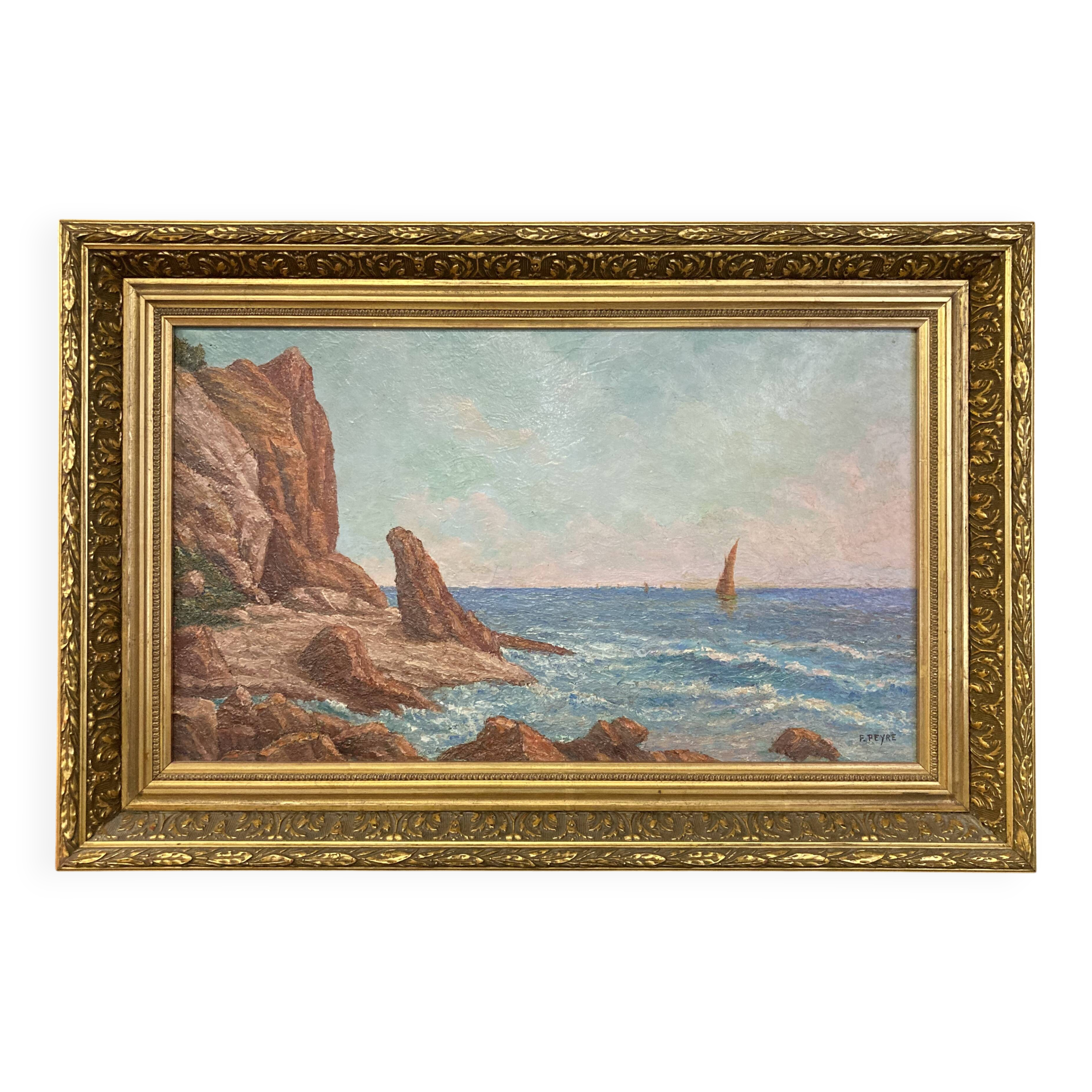 French School of the 20th century, Mediterranean Sea, oil on canvas