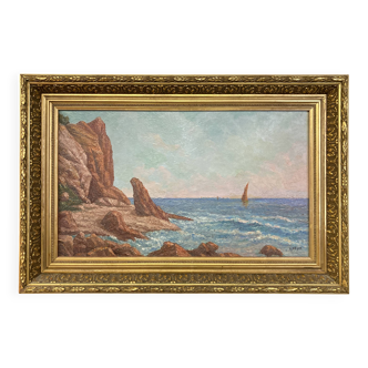 French School of the 20th century, Mediterranean Sea, oil on canvas