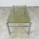 Coffee table chrome and smoked glass 70s