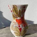 Italian ceramic vase from 1950 with floral decoration