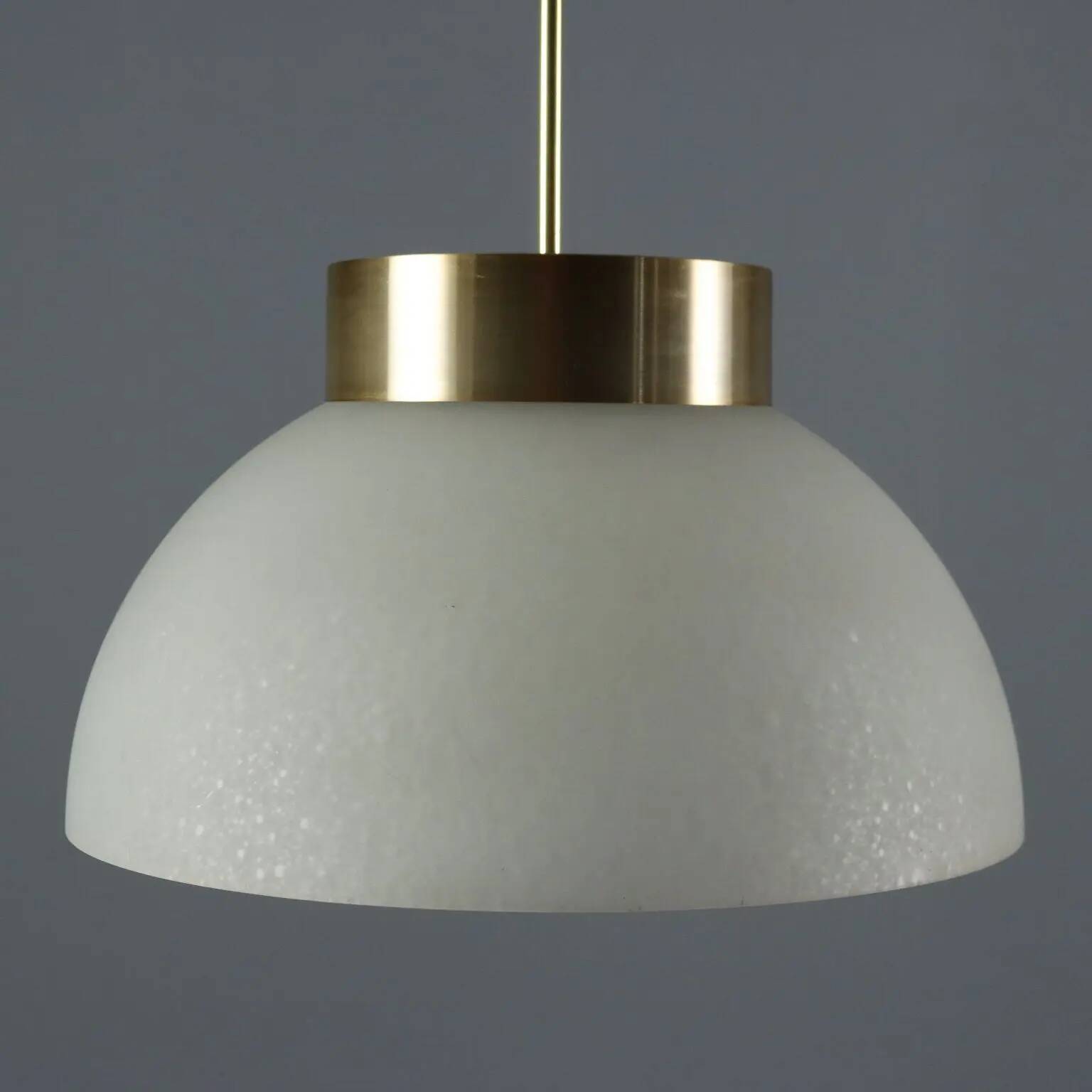 Vintage ceiling light in brushed aluminium and glass, 1960s design.