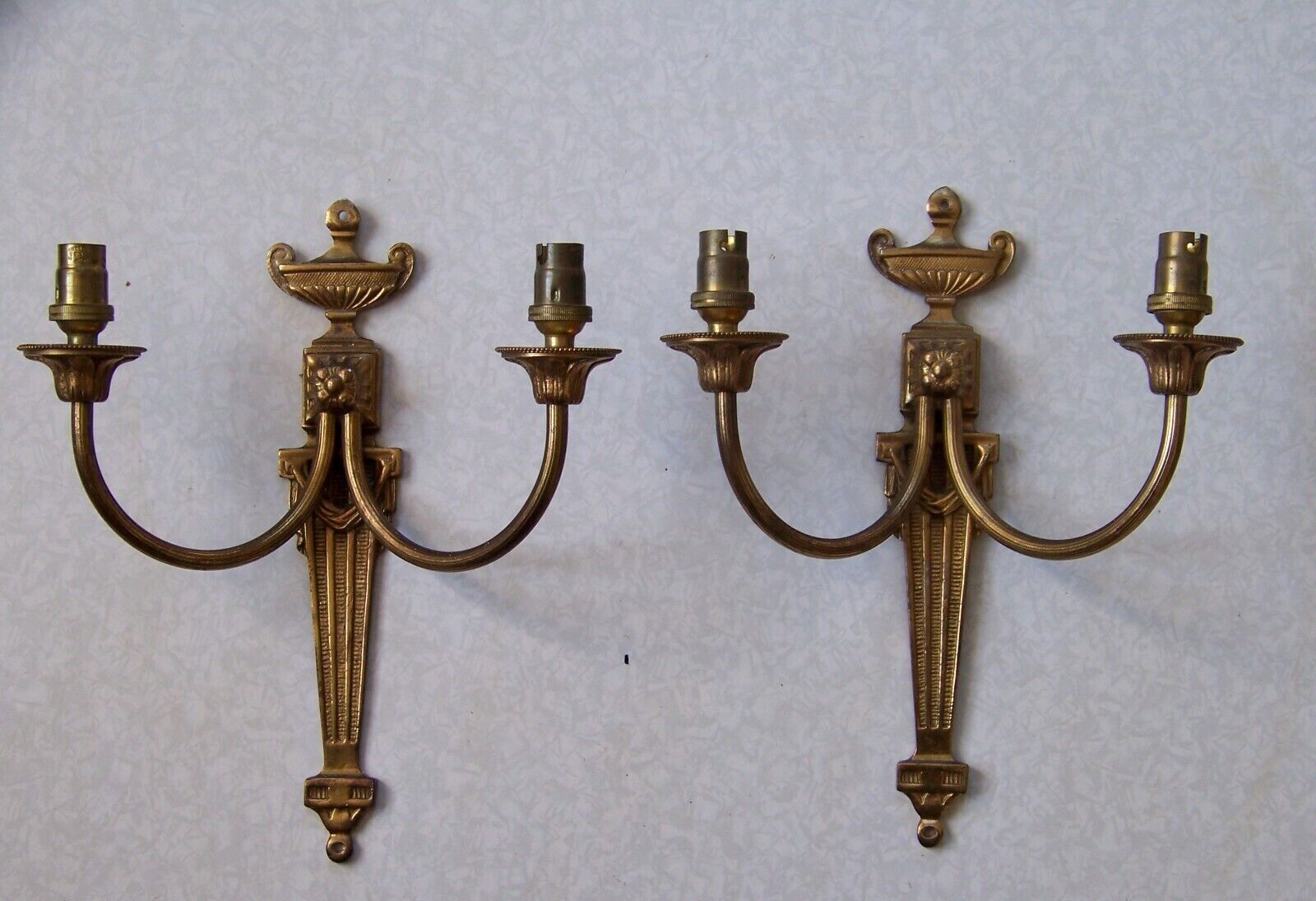 Pair french vintage empire style bronze double wall lights