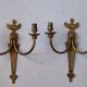 Pair french vintage empire style bronze double wall lights