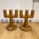 Pair of 3-branch ceramic candle holders from La Ferme des Potiers