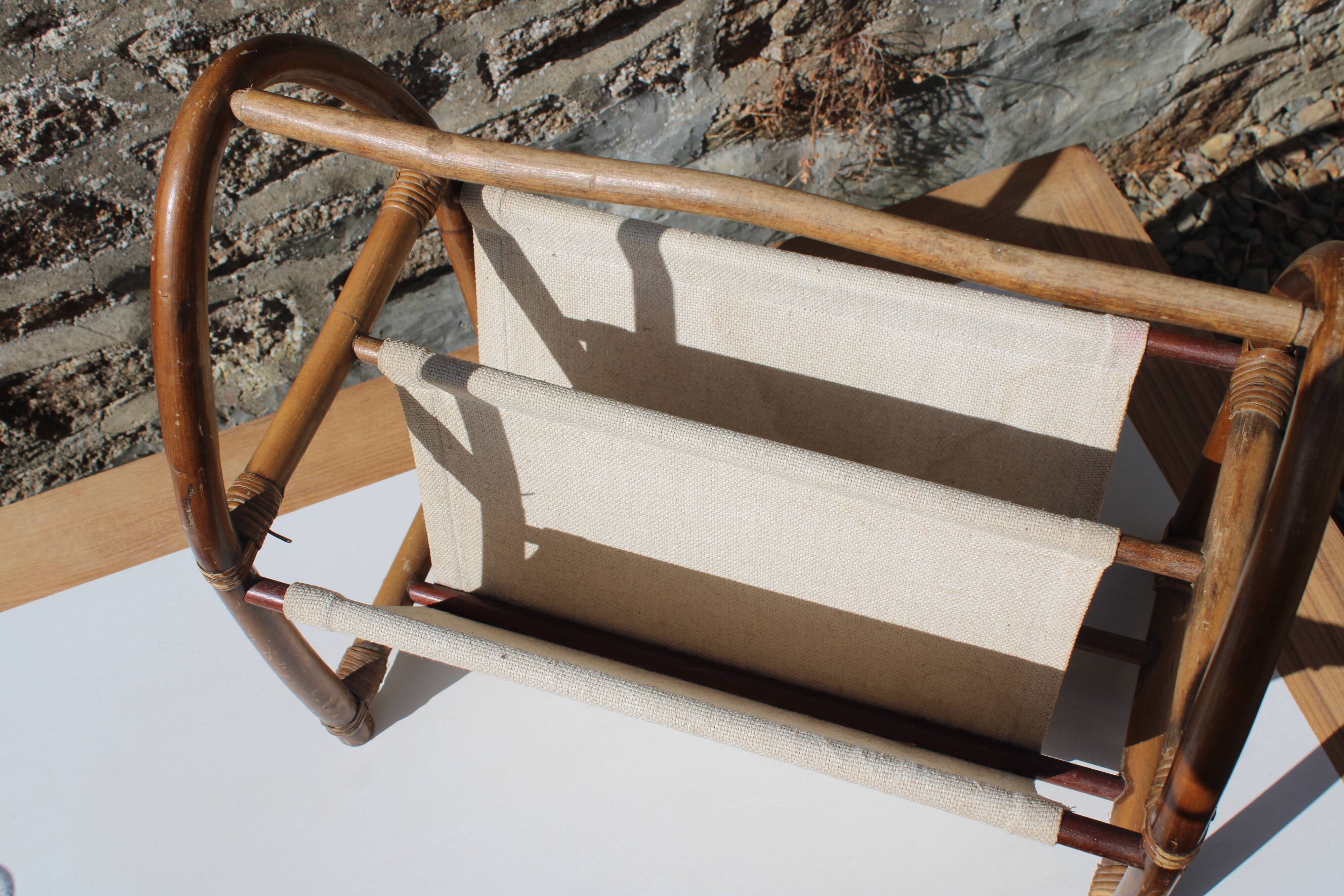 Rattan and jute magazine door