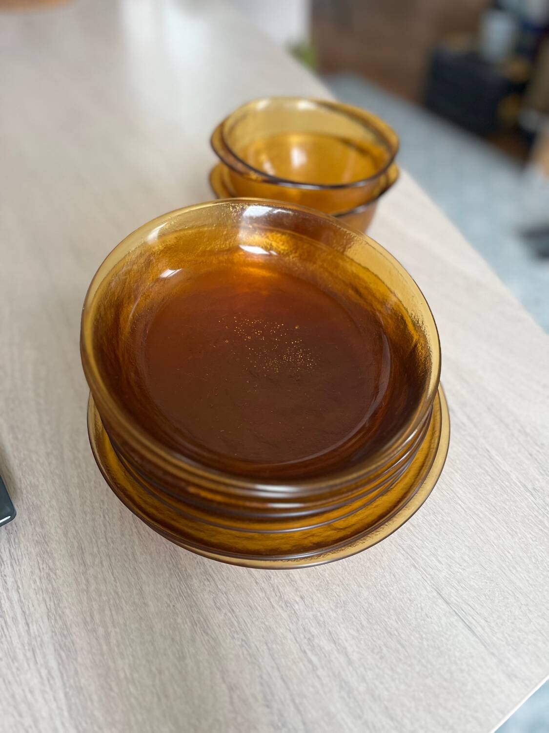 Arcoroc Sierra amber service – 9 pieces (1970s)