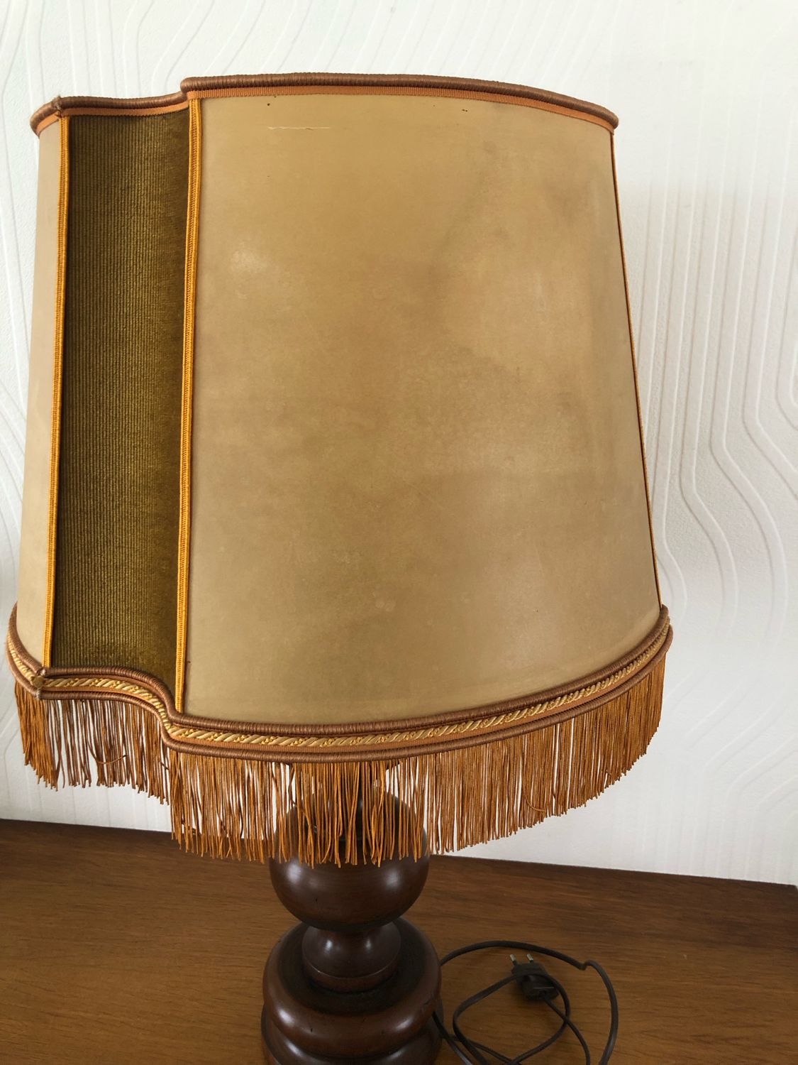 Wooden table lamp turned vintage