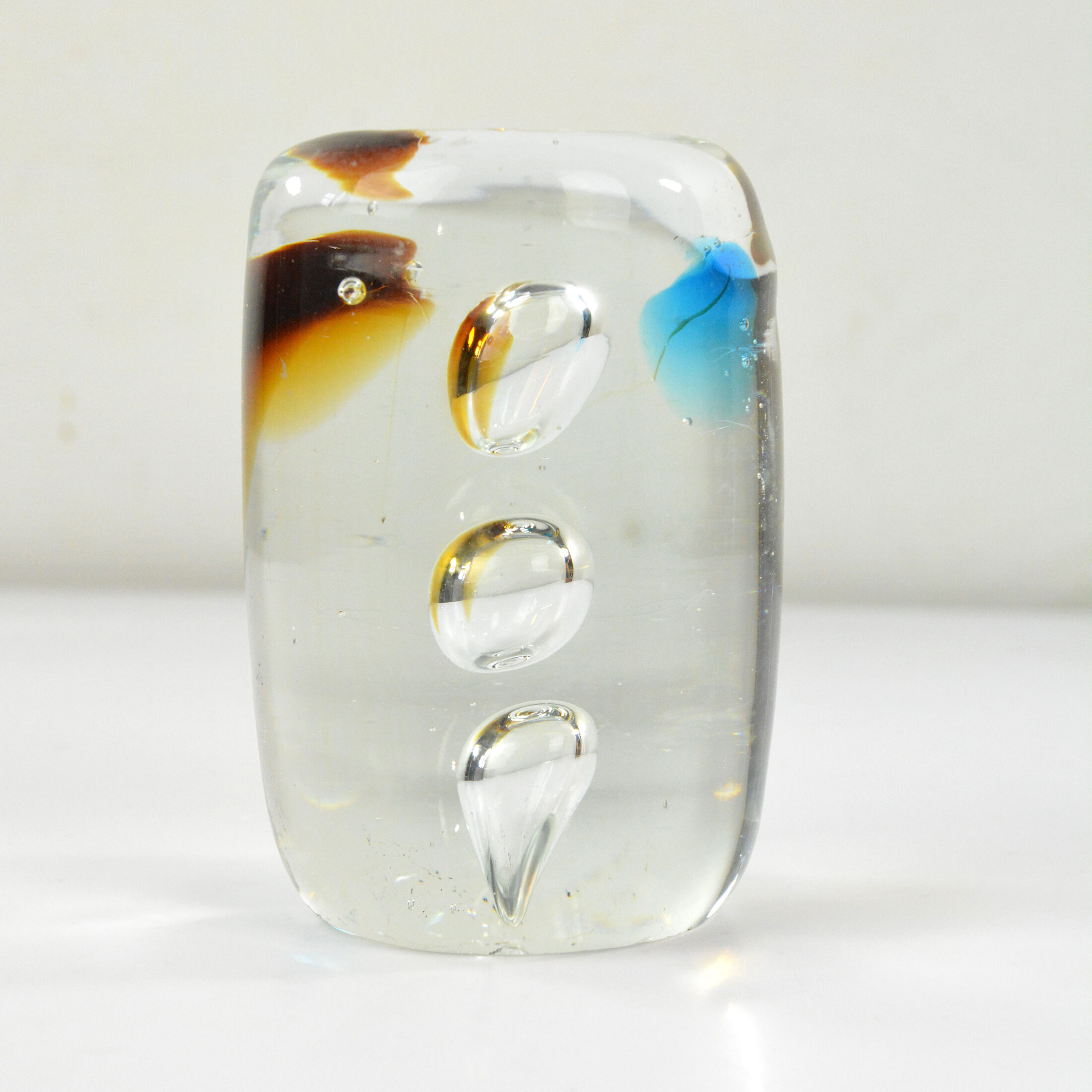 1980s glass paperweight Sklo Union Rosice, Czechoslovakia