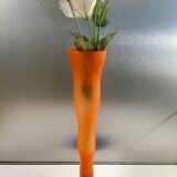 Vase soliflore shaped orange tulip and blue years 70