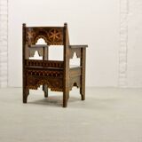 Set of Middle East Design Carved Wooden Moorish Decorated Side Chairs 1950s