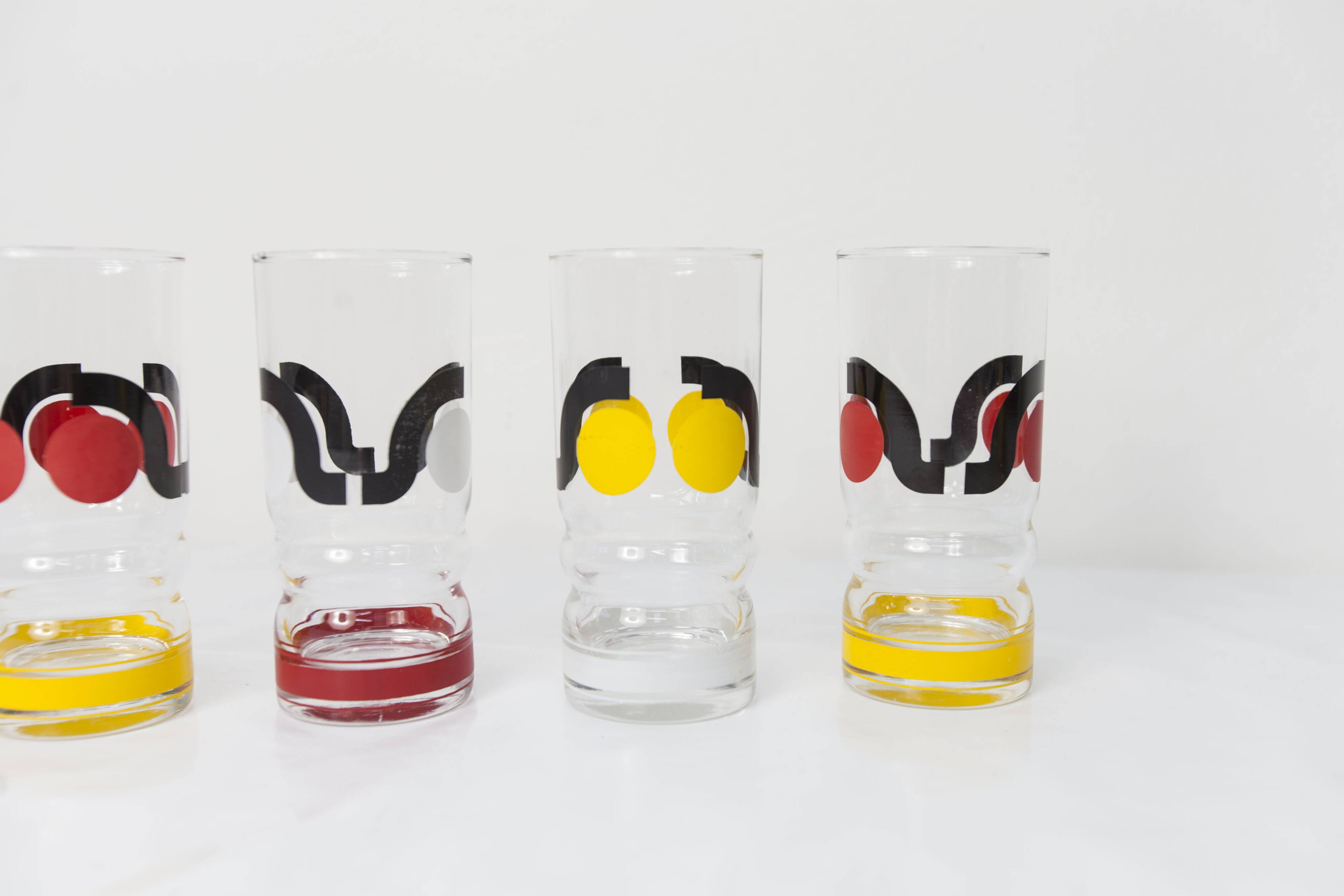 Set de 6 verres à eau 1970 sérigraphié