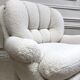 Vintage 80s shell armchair in curly wool