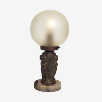 Lampe de sculpture avec plateau en verre rond sablé