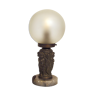 Sculpture lamp with sandblasted round glass top