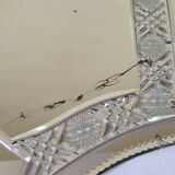 Large vintage Venetian style engraved mirror, 81 x 53 cm, 1950