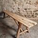 French antique wooden bench – Rustic farmhouse bench – Poplar and chestnut – Late 19th century – 198 cm