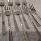 12 silver-plated metal cake forks by Ercuis Horizon silversmiths, 14.9cm