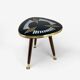 Pedestal table tripod glass wood and brass graphic patterns 50s