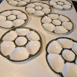 Lot of 8 oyster plates in GIEN France barbotine earthenware stamped