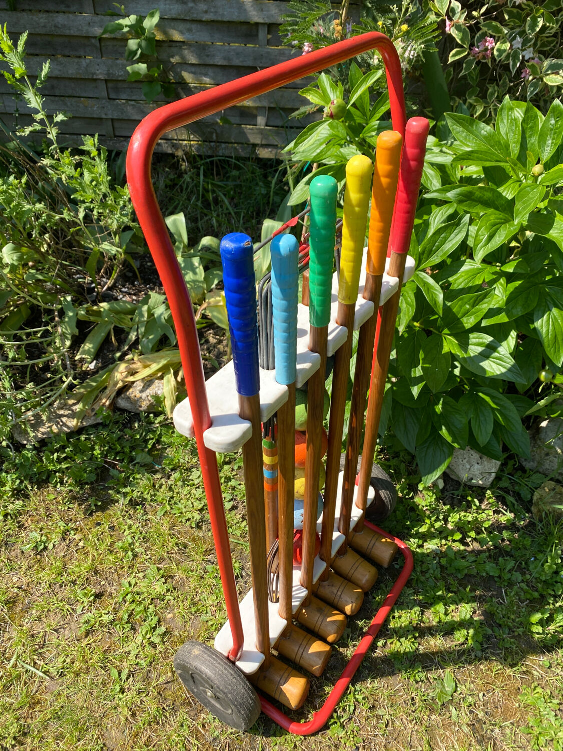 Vintage wooden croquet game